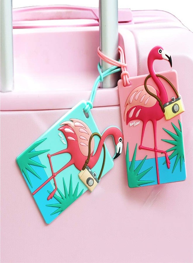 OVOV Traveler Luggage Tags Unique Cute Flamingo Luggage Tag Set of 4 - Image 3